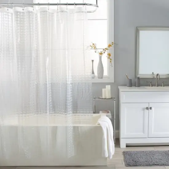 Bath Bliss Clear 3D Octagon Design Shower Curtain {4}