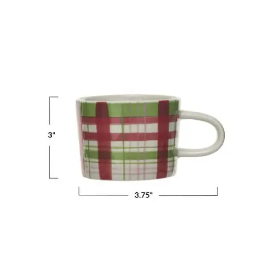 Hello Honey&reg; 8oz. Red, Green & Pink Plaid Stoneware Mug {4}