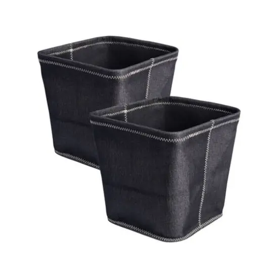 DII&reg; 11" Zig Zag Stitch Trapezoid Fabric Bins, 2ct. Black {1}