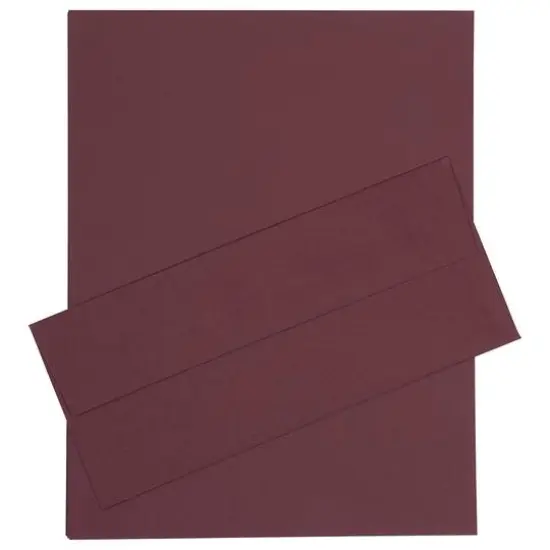 JAM Paper 8" x 11.5" Letter Paper & Envelopes #10 Business Stationery Set, 50ct. Burgundy {1}