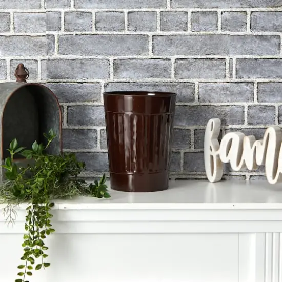 10" Brown Farmhouse Country Pail Planter {4}