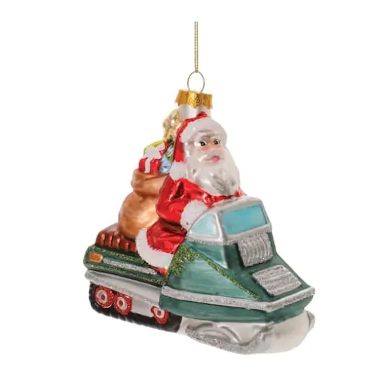 5" Glass Snowmobile Santa Ornaments, 6ct. {3}