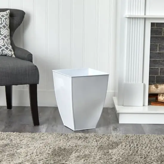 15" White Square Tin Planter {4}