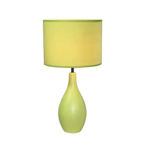 Simple Designs Oval Bowling Pin Base Ceramic Table Lamp Green {1}