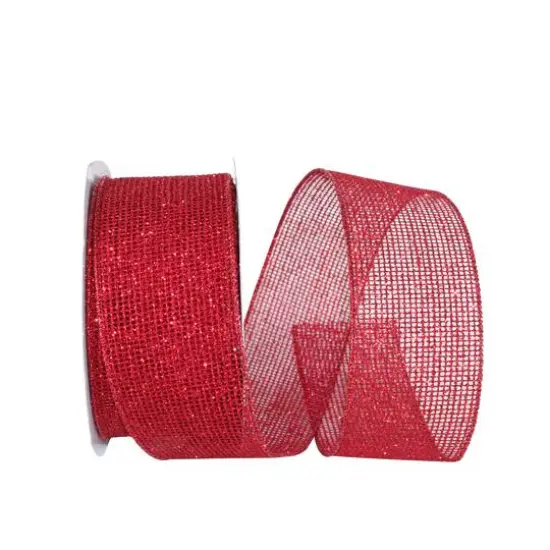 Reliant 2.5" x 20yd. Glitter Web Mesh Wired Metallic Ribbon Gold {2}