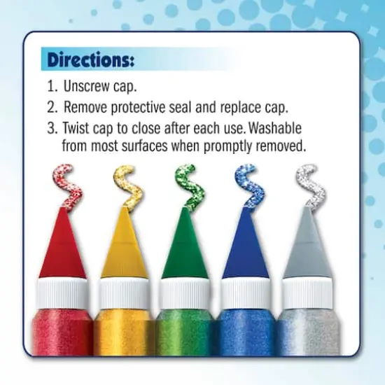 ArtSkills&reg; Jumbo 5 Color Classic Glitter Glue Pens {6}