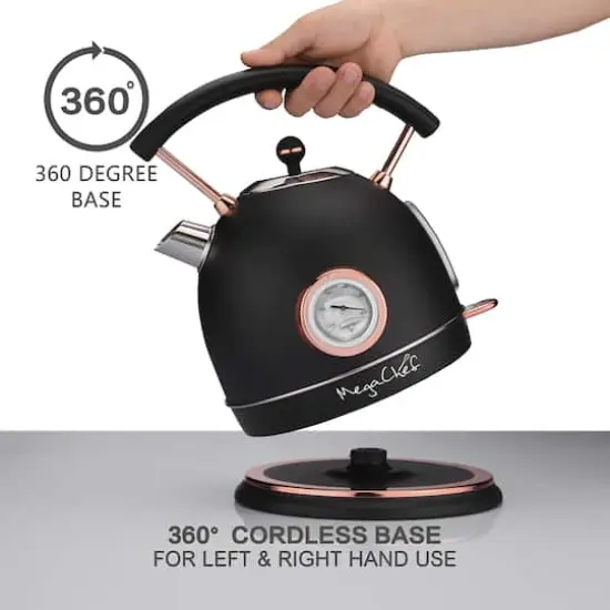 MegaChef 1.8L Matte Black Half Circle Electric Tea Kettle {3}