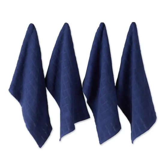 DII® Solid Windowpane Terry Dishtowels, 4ct. Nautical Blue {1}