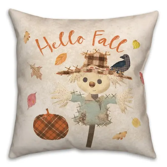 Hello Fall Scarecrow Throw Pillow {1}