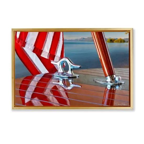 Stupell Industries Flag On Boat Hull Floater Framed Art Gold {1}