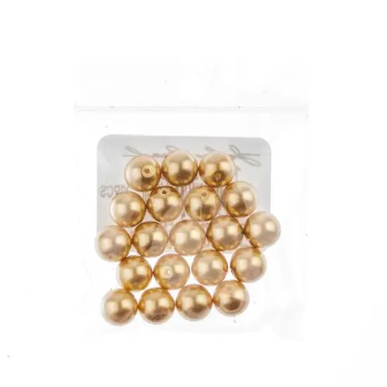 Preciosa Maxima 8mm Glass Nacre Pearls, 20ct. Gold {3}