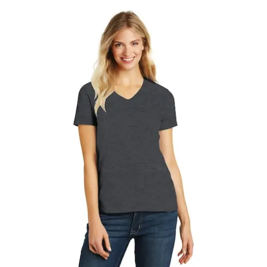 District® Women's Perfect Blend® V-Neck T-Shirt Heathered Charcoal {4}