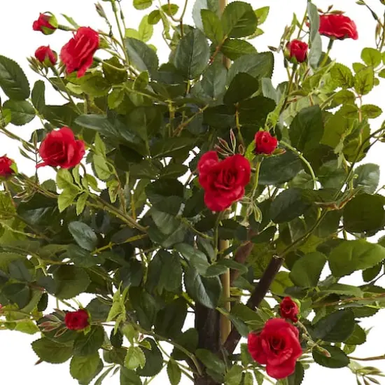 3ft. Potted Red Rose Topiary Silk Tree {4}