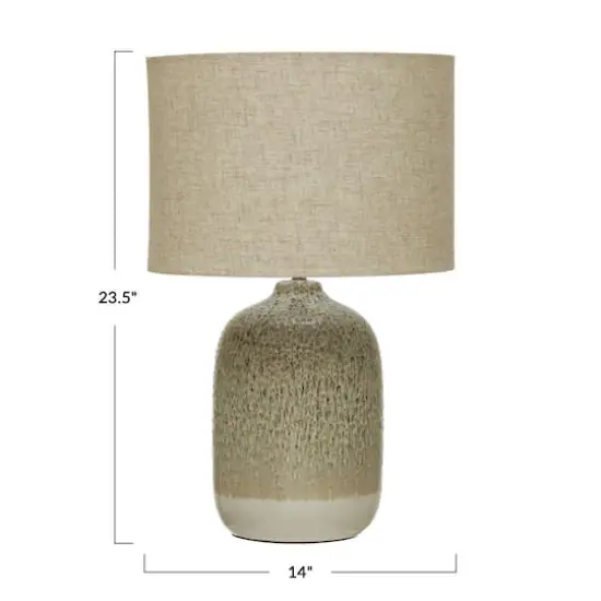 Hello Honey&reg; 22" Taupe Reactive Glaze Stoneware Table Lamp with Linen Shade {5}