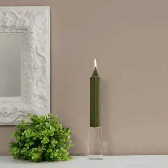 Root Candles 7" Unscented Grecian Collenette Taper Candles, 4ct. Dark Olive {4}