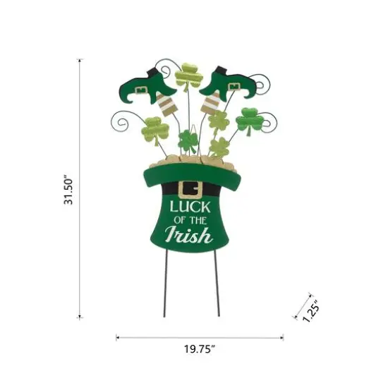 Glitzhome® 31.5" Wooden St. Patrick's Leprechaun Belt Décor {5}
