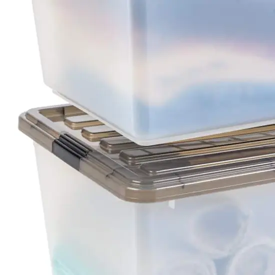 Iris® 91qt. Clear View Plastic Storage Bins with Gray Latching Buckle Lids, 4ct. {13}