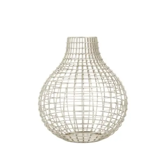 CosmoLiving by Cosmopolitan Silver Iron Modern Vase, 13" x 13" x 14" {1}