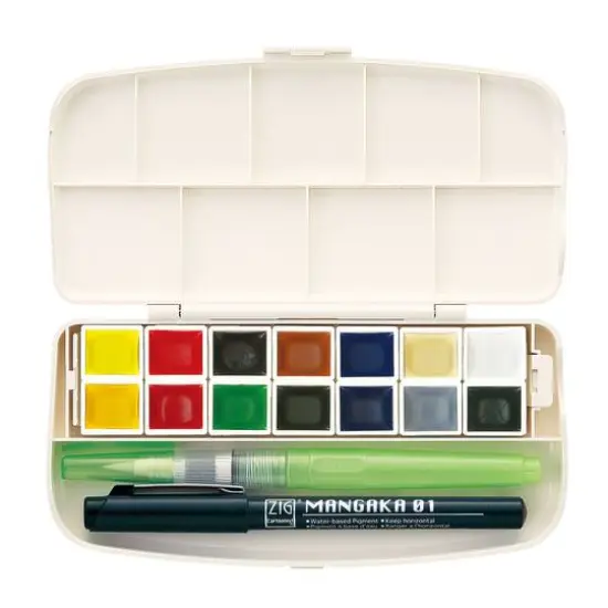 Kuretake Zig&reg; Gansai Tambi 14-Color Portable Watercolor Set {1}