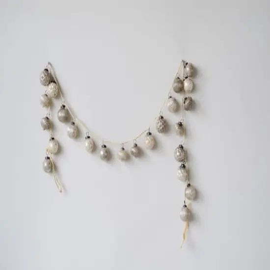 Hello Honey® 6ft. Silver & White Embossed Mercury Glass Ornament Garland {4}