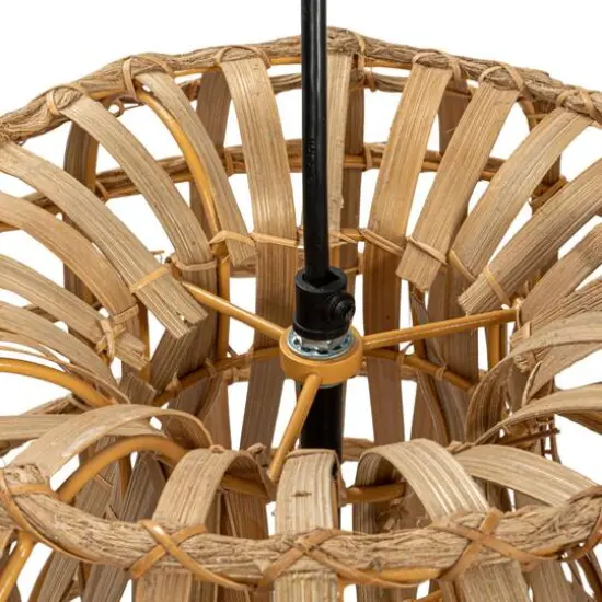 Hello Honey® 18" Natural Round Woven Rattan & Bamboo Pendant Lamp {7}