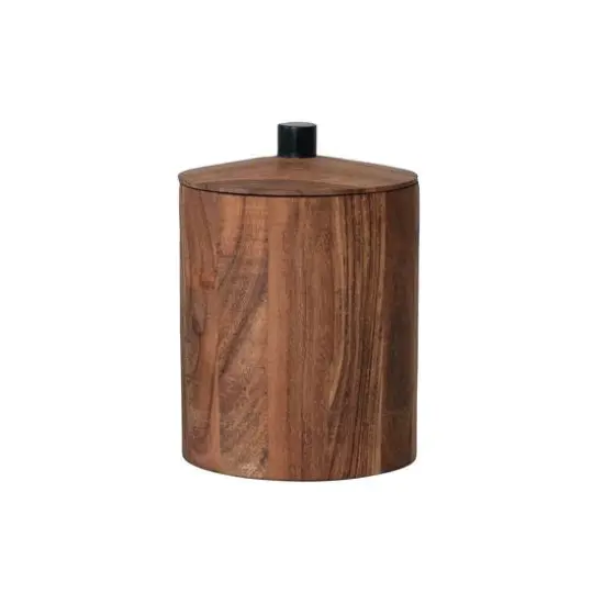 Hello Honey&reg; 8.5" Natural Round Acacia Wood Canister with Handle {4}