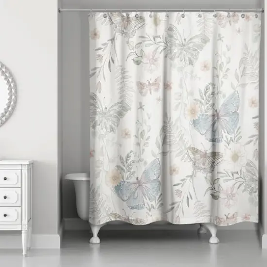 Butterflies Shower Curtain White {3}