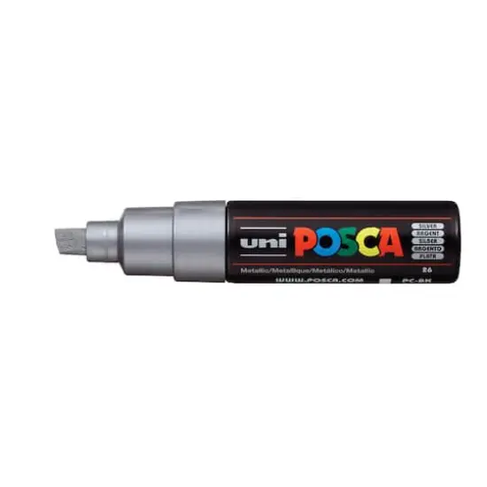 Uni POSCA PC-8K Broad Chisel Tip Paint Marker Silver {4}