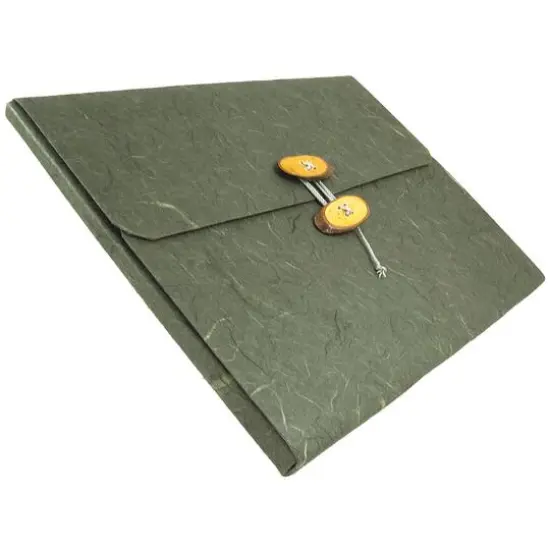 JAM Paper Portfolio with Button & String Closure 9" x 11.75" Forest Green {1}