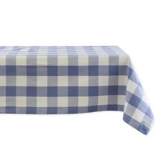 DII® 104" Buffalo Check Tablecloth Stonewash Blue and White {1}