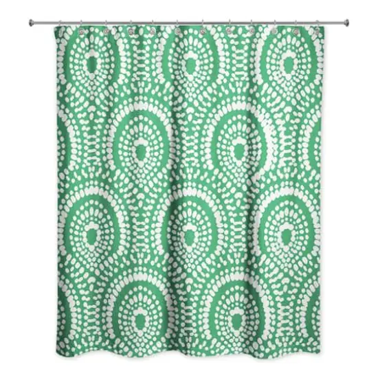 Fan Pattern Shower Curtain Green {3}