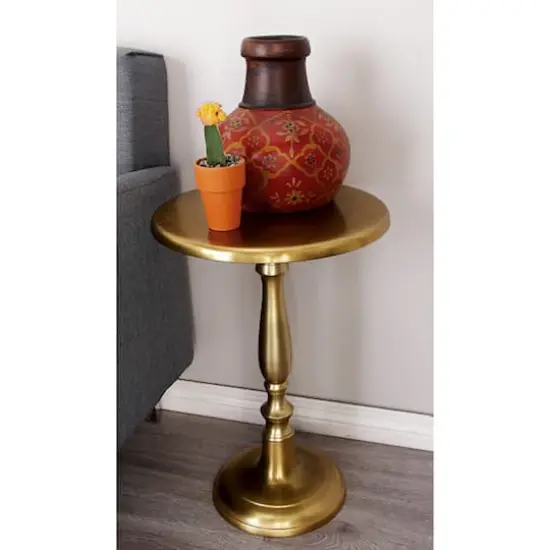 Gold Aluminum Traditional Pedestal Table {3}