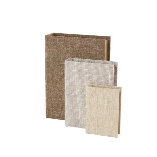 Multicolor Faux Book Storage Decorative Box with Gold Paper Detailed Edges Set {9}