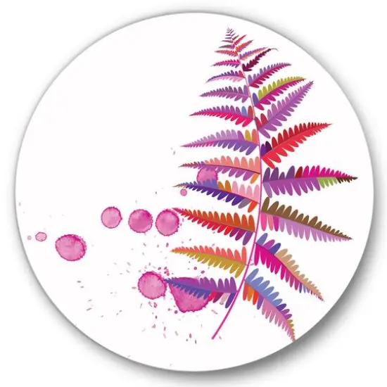 Designart - Purple Fern - Farmhouse Metal Circle Wall Art {1}