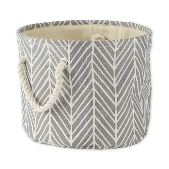 DII&reg; Small Gray Herringbone Round Fabric Bin {6}
