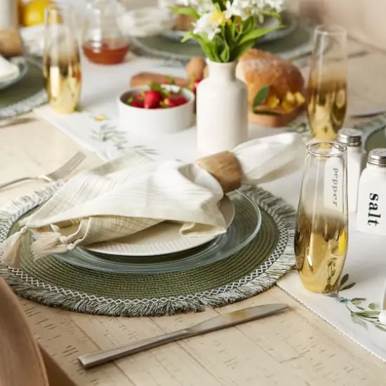 DII&reg; Round Fringed Placemats, 6ct. Sage {6}