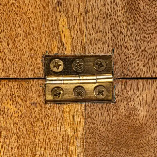 Hello Honey&reg; 26" Natural & Gold Round Mango Wood Folding Cheese & Serving Board {8}