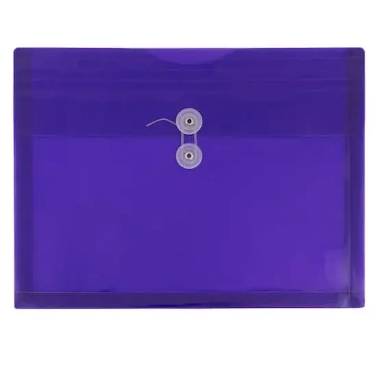 JAM Paper Letter Booklet Plastic Envelopes with Button & String Tie Closure, 12ct. Purple {1}