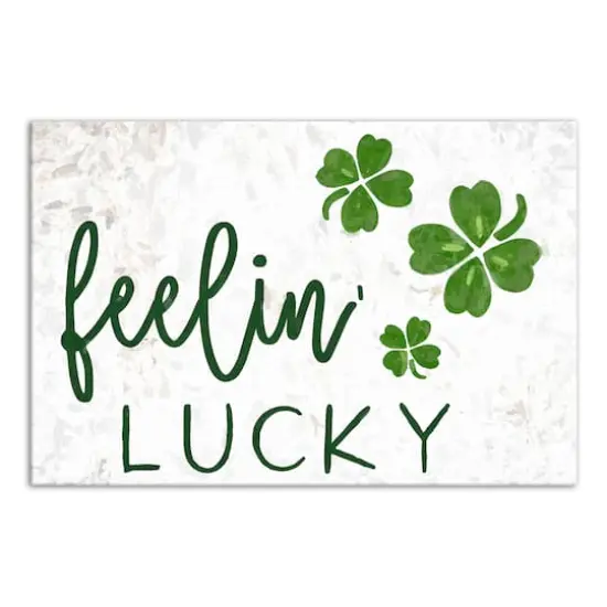 Feeling Lucky Four Leaf Clover Canvas 12" x 18" Canvas Wall Art {1}
