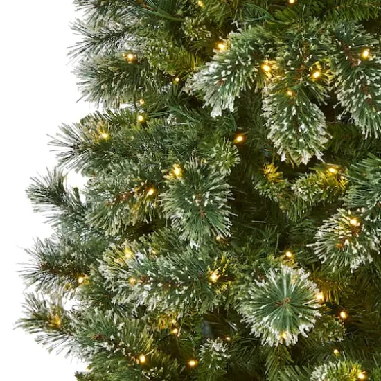 9ft. Pre-Lit Wisconsin Slim Snow Tip Pine Artificial Christmas Tree with Clear LED Lights {4}