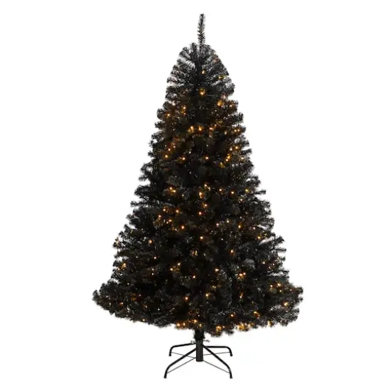 6ft. Pre-Lit Black Artificial Christmas Tree, Clear LED Lights {1}