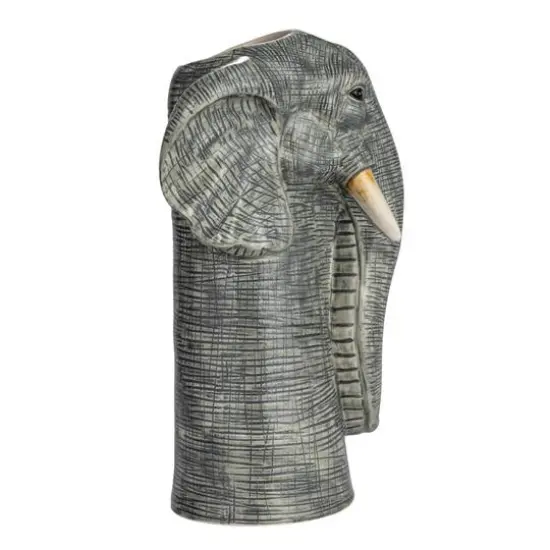 Hello Honey® 11" Gray & White Hand-Painted Decorative Stoneware Elephant Vase {12}