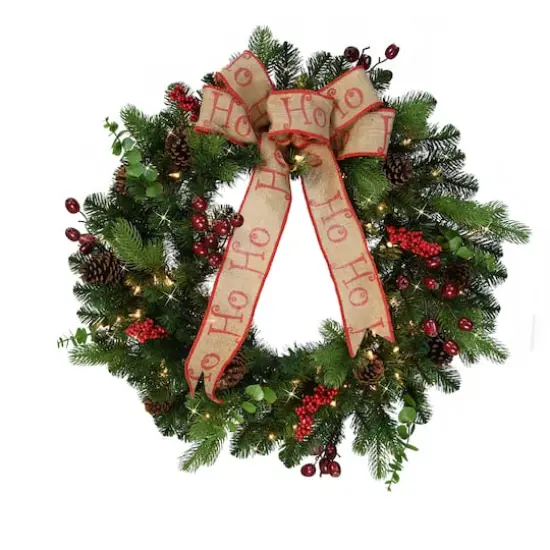 30" Pre-Lit Decorated Wreath {5}