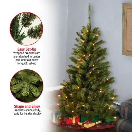 4 ft. Pre-Lit Canadian Fir Grande Wrapped Artificial Christmas Tree, Clear Lights {6}