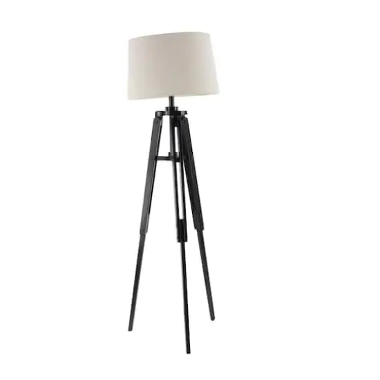 Black Wood Industrial Floor Lamp, 62" x 21" x 21" {4}