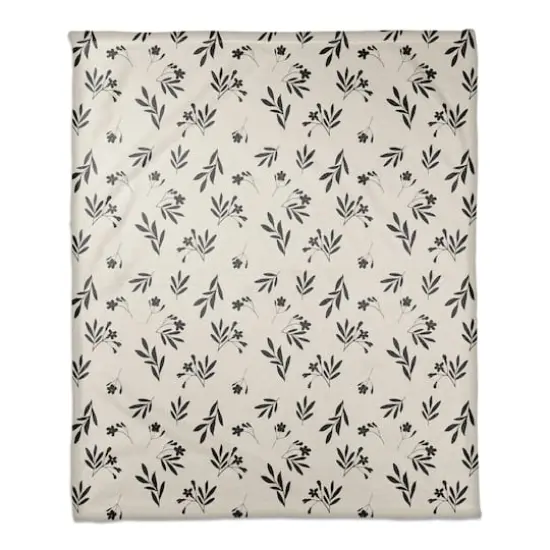 Simple Black Floral 50" x 60" Coral Fleece Blanket {1}