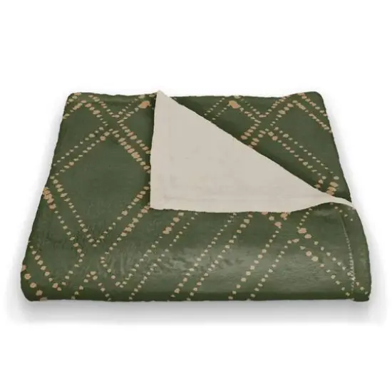 Diamond Coral Fleece Blanket Green/Gold {3}