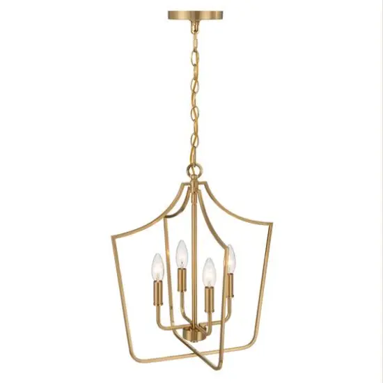 Hello Honey&reg; Constance Brushed Gold Tapered Metal 4-Light Candelabra Chandelier Style Ceiling Light {6}