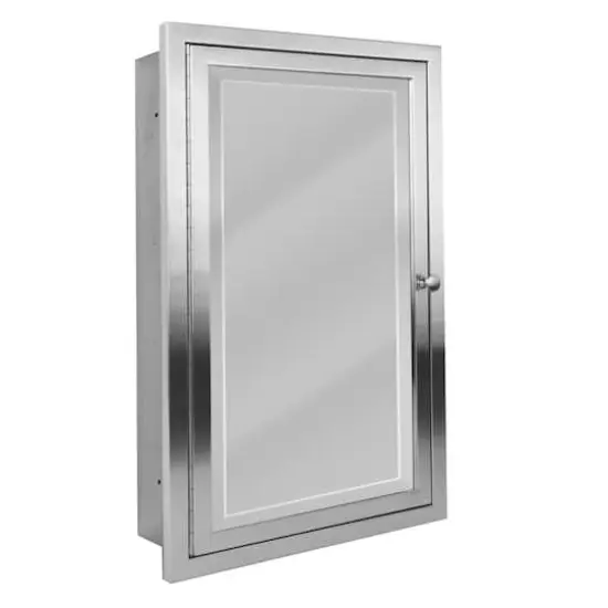 Head West Brushed Nickel Stainless Steel Recessed Mirrored Medicine Cabinet {1}