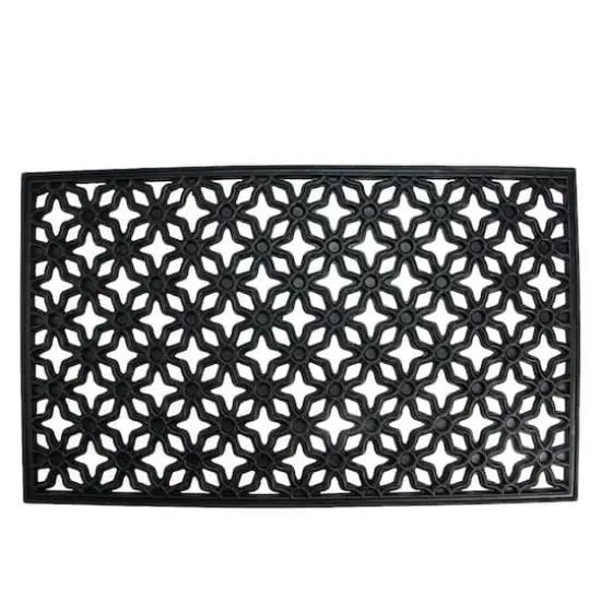Black Elegant Quatrefoil Doormat {1}